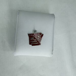 Nano Taiwan Arkansas Red Enameled Map Shape Pendant, Unknown Metal, State, City